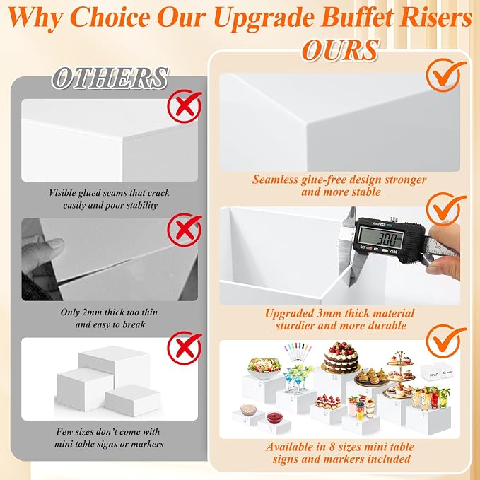 10 Pcs White Acrylic Buffet Risers - Image 3