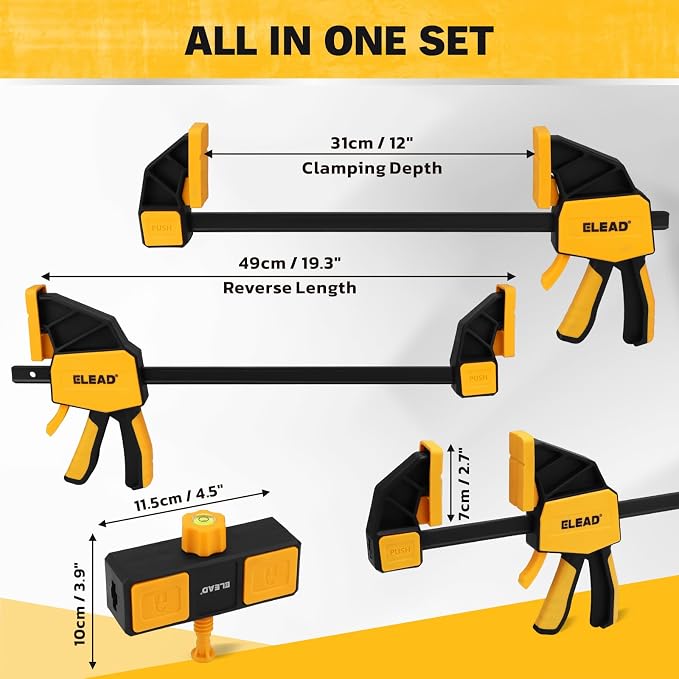3-Pack 12-Inch Bar Clamp for Woodworking - Image 2