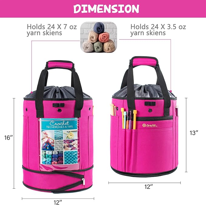 MYBAGZING Expandable Yarn Storage Organizer, Crochet Bag & Yarn Tote - Image 2