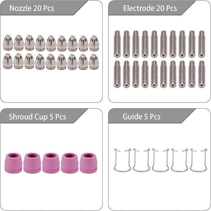 SG-55 AG-60 WSD-60 Plasma Cutter Cutting Torch Tip Nozzles Consumables Kit, .045'' 50PCS (AG60)