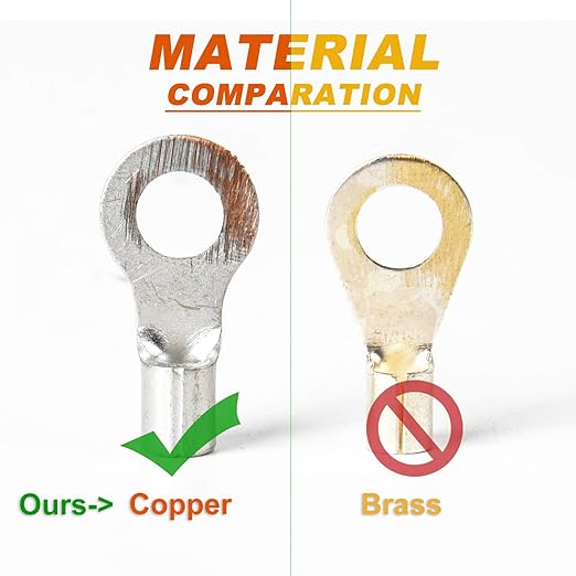 260PCS AWG 22-16 16-14 12-10 Copper Ring Fork Terminals Tin Plated Non-Insulated Electric Wire Connectors