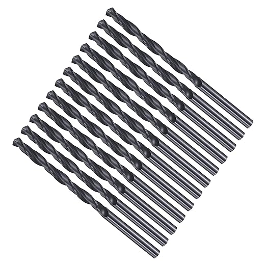 Drill Bit, 1/8" Cutting Diameter, 4241 HSS Nitriding Black 118° Cutting Angle Versatile Jobber Bits - (Applications: for Drilling Plastic Wood Soft Metal), 12-Pieces