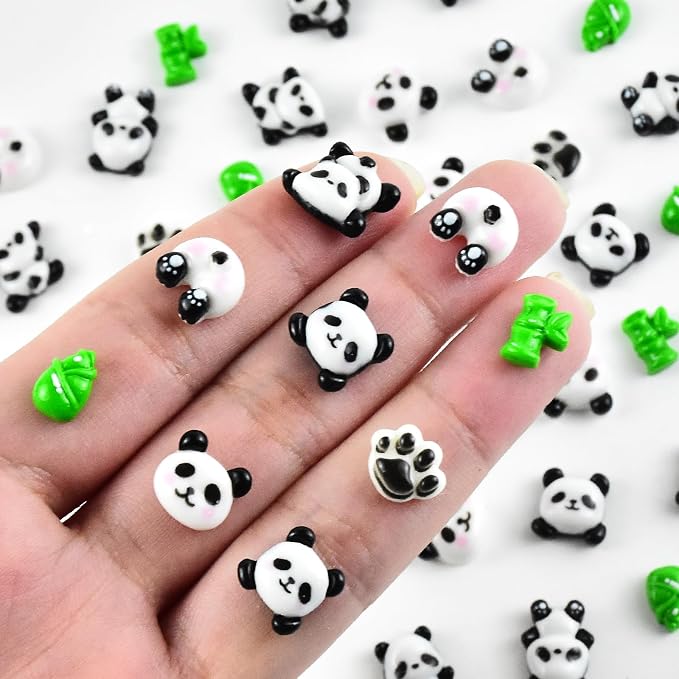 60 Pieces Tiny Panda for Dollhouse Miniatures Resin Animals for Crafts Mini - Image 2