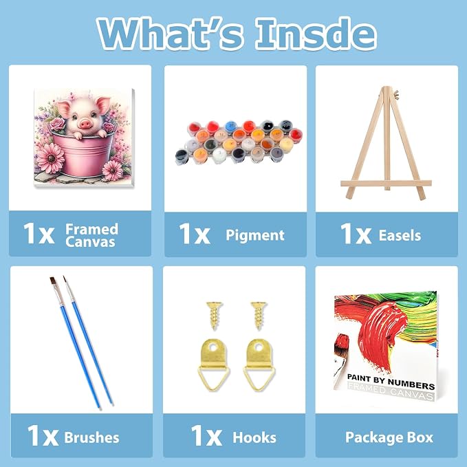 hkejoi Pig Paint by Numbers Kit - Image 5
