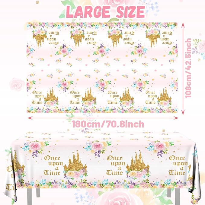 3PCS Princess Birthday Party Tablecloths Decorations, Once Upon a Time Birthday - Image 5