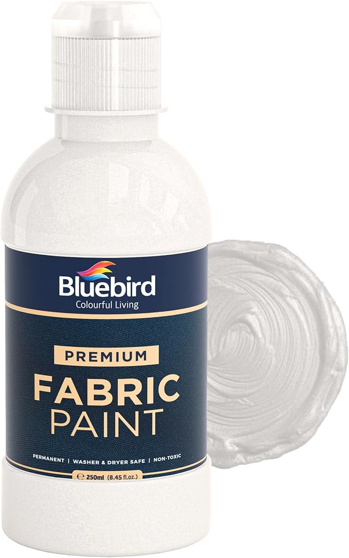 BLUEBIRD Fabric Paint, Brilliant Silver, 8.5 Fl Oz, Permanent Fabric Paints by BluebirdArts