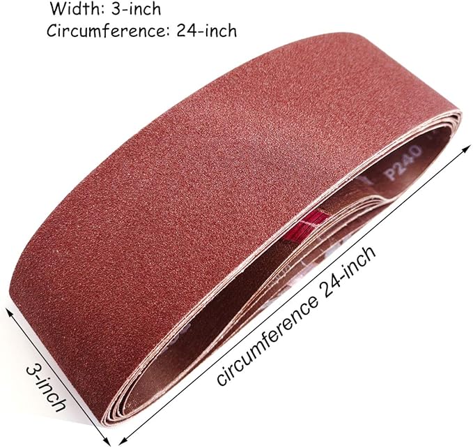 3 x 24 Inch Aluminum Oxide Sanding Belts, 3 Each of 40/80/120/150/240/400 Assorted Grits Abrasive Belts for Belt Sander, 18-Pack