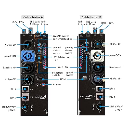 MFL. Detachable Advanced Cable Tester Line Audio Spilt Apart Cable Checker and Finder 10-Way Switch Wire Tracker with LED Indicators, Separate Working Mode, Rectangular