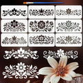 FINGERINSPIRE 9 Styles Folk Art Border Pattern Stencils by FINGERINSPIRE