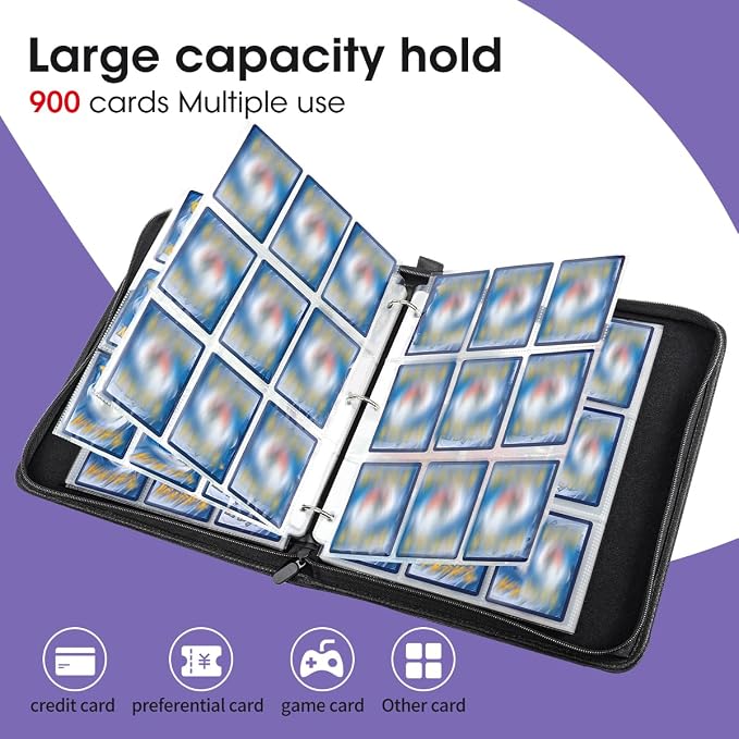 Sparkly Trading Card Binder 9-Pocket Zippered - Image 4