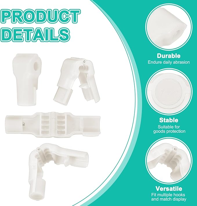 PATIKIL 7 mm Stop Peg Lock, 25 Pcs Pegboard Hooks Anti Sweep Theft Hook Locks Plastic Pegs for Mobile Accessories Shop Clothes Retail Security Display, White