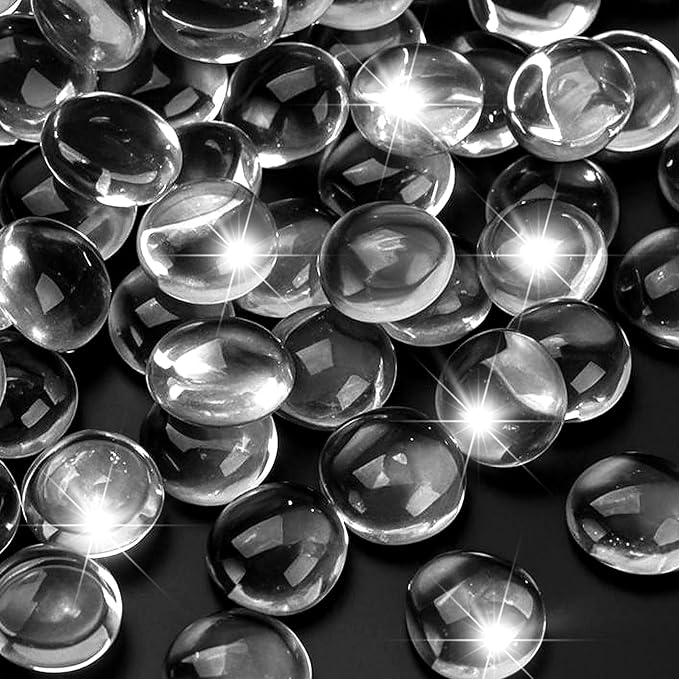 5LB Clear Flat Glass Marbles for Vases, Gemstone Beads Vase Filler Decorative by RUOJAS