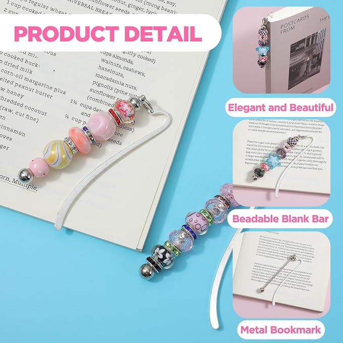 Beadable Bookmarks 20pcs Beaded Bookmark DIY Metal Blank Bar Bulk - Image 3