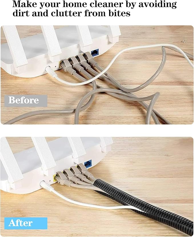1/4 Inch Wire Loom Split Tubing - 100ft Cord Protector Electric Wires Covers, Automotive Wire Flexible Conduit, Plastic Wire Cover