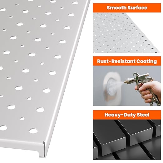 Metal Pegboard Panels 16×12 Inch, Wall-Mounted Tool Organizer Boards, Modular Pegboards for Garage, Workshop, Kitchen, Workbench, or Storage Room (3 PCS, Grey)