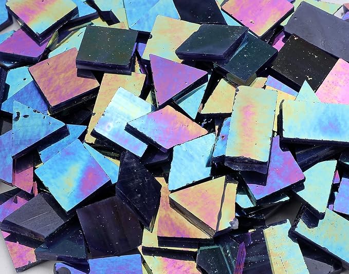 Lanyani Iridescent Mosaic Tiles 200 Pieces Bulk Stained Glass Tile - Image 3