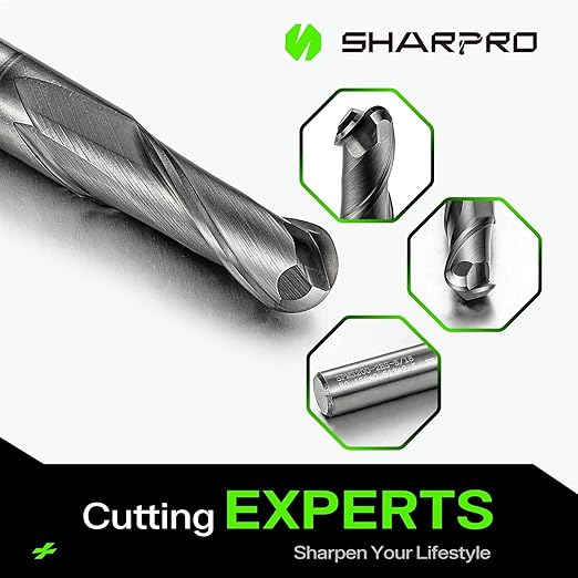 Carbide Ball Nose End Mill 2 Flute 5/16 Inch SHK. and Cutting Dia. 3D Carving, High-Speed and Deep Cutting, AlCrN Coated, Apply for Alloy Steel, Stainless Steel and Various Cast Iron.
