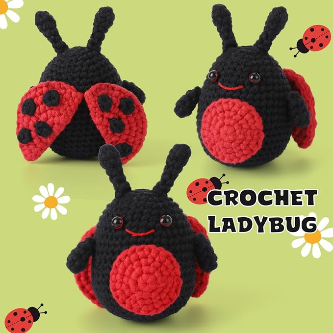 CrochetBox Crochet Kit for Beginner, Ladybug Easy Learn How to Crochet Stuffed - Image 2