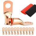 10PCS Battery Cable Ends, 4 Gauge Wire Connectors 5/16 Copper Wire Lugs, Bare Copper Eyelets with Heat Shrink Tubing by HOUSUN