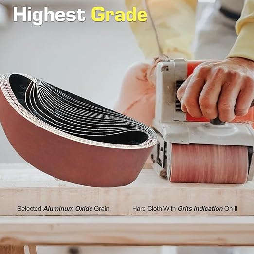 KonaFlex Sanding Belts 15 Pack 4x36 Inch Belt Sander Paper Aluminum Oxide with 60/80/120/150/240 Grits for Woodworking, Paint Sanding, Metalworking, Rust Removal