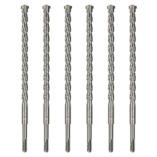 6-Pack SDS Plus 5/8 inch x 8 inch Rotary Hammer Drill Bits, Carbide Tipped for Brick, Stone and Concrete (5/8'' x 8'')