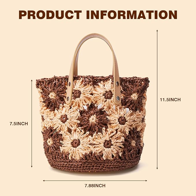 Noocro Crochet Kit for Intermediate or Advanced Level, Floral Raffia Bucket Bag - Image 2