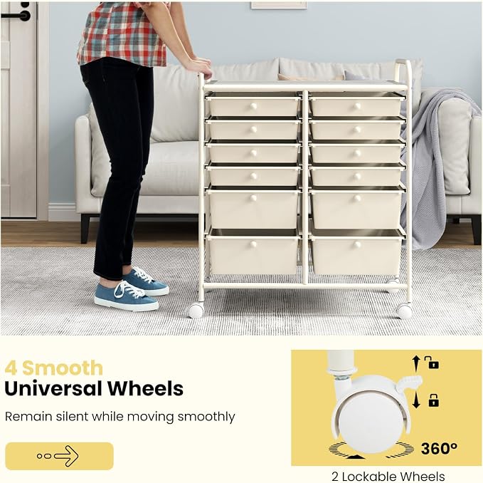 BECOMFORT 12-Drawer Rolling Cart - Image 5