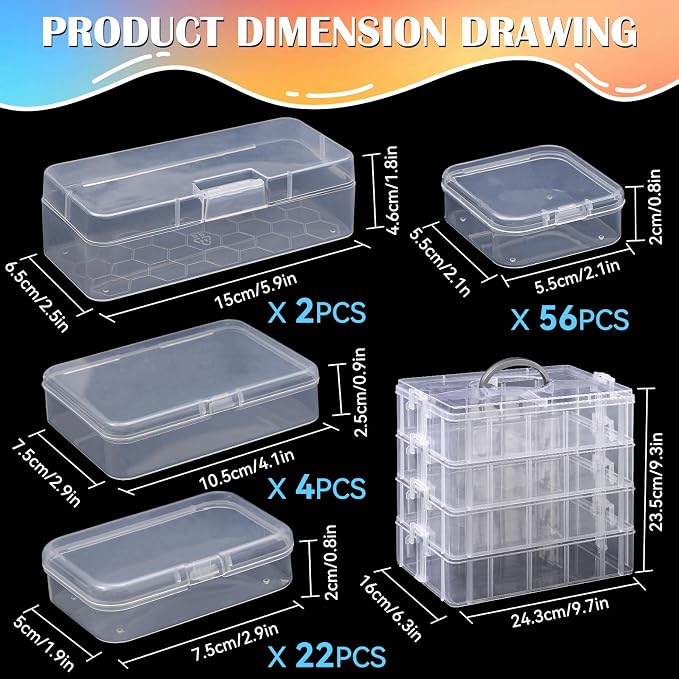 VTG Bead Organizer Box, 4-Tier Stackable Storage Box - Image 2