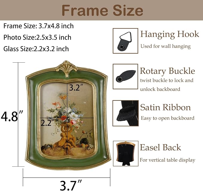 Vintage Picture Frame 2.5x3.5 Antique Ornate Photo Frame Tabletop and Wall - Image 2
