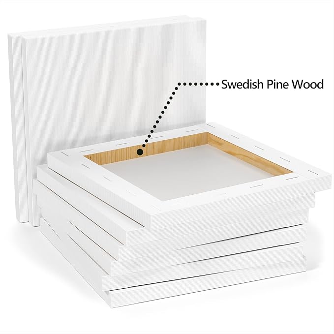 GOTIDEAL Stretched Canvases for Painting, 8x8 Inch Set of 7, Primed White - Image 5