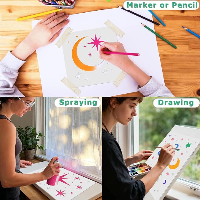18 PCS Large Star Stencil for Painting Reusable Paint Stencils for Walls - Image 8