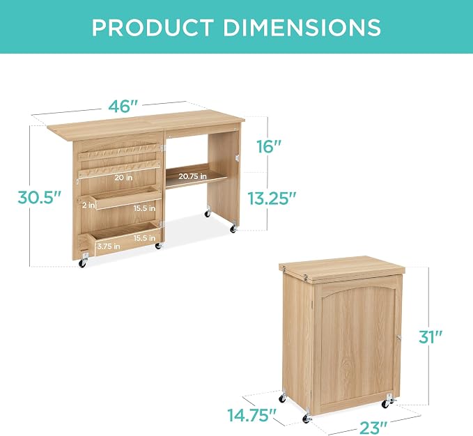 Best Choice Products Folding Sewing Table Multipurpose Craft Station & Side Desk - Image 2