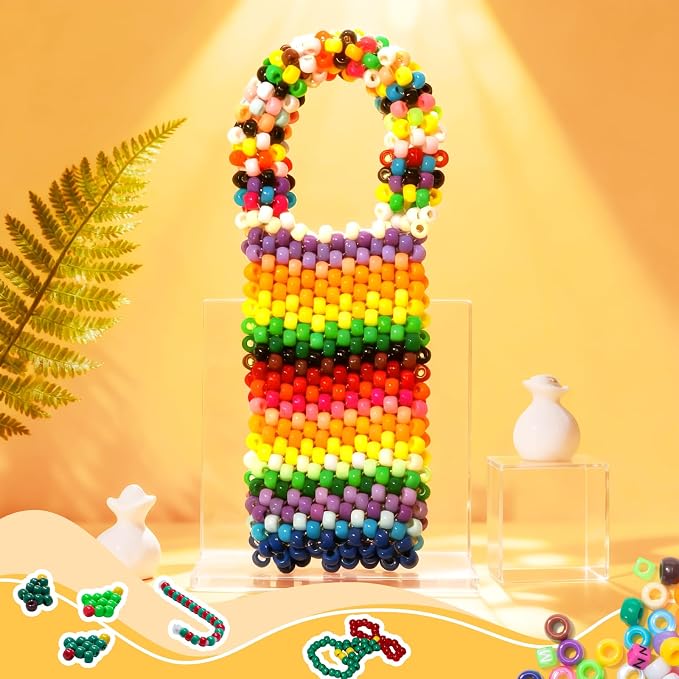 Simetufy 3600Pcs Pony Beads Bulk, 24 Assorted Colors Rainbow Plastic Beads - Image 8