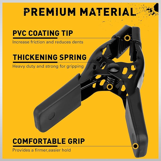 6-Piece Heavy Duty 4-inch Spring Clamps - Tarp Clips for Woodworking, Pool Cover, Backdrop Stand & Photography