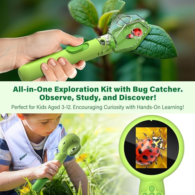 Microscope for Kids with Bug Catcher, 1080P HD Digital Handheld Portable Kids - Image 2