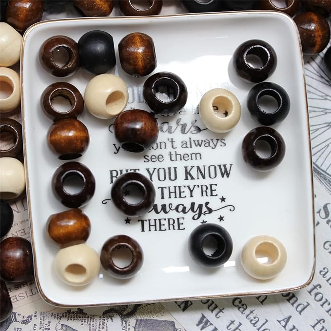200Pcs Large Hole Natural Wood Beads, BetterJonny 20mm Rondelle Round Wooden - Image 5