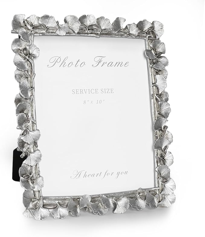 Cuspin Silver 8x10 Picture Frame, Vintage Silver Ornate Leaf Textured by Cuspin