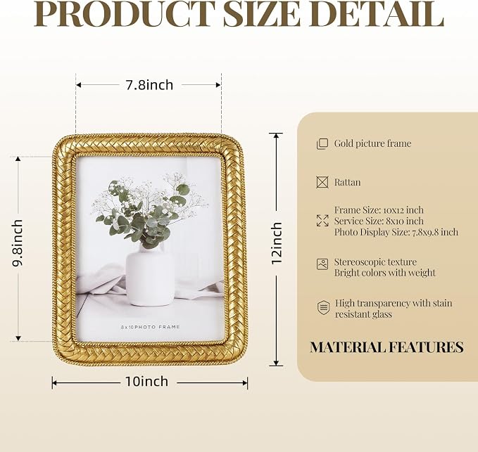 8x10 Gold Picture Frame, Ornate Resin Photo Frame - Image 5