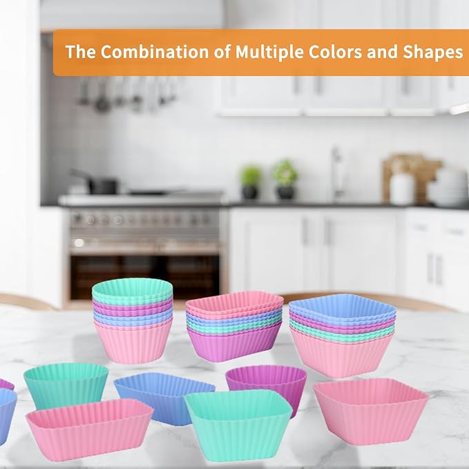 24 pcs Silicone Cupcake Baking Cups Dulinkas Reusable Cupcake Liners Non-Stick - Image 7