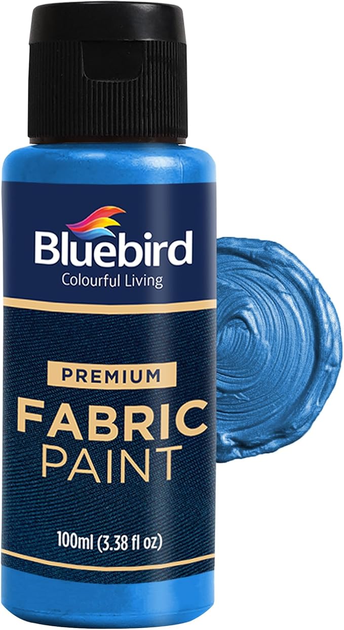 BLUEBIRD Fabric Paint, Midnight Blue, 3.4 Fl Oz, Permanent Fabric Paints by BluebirdArts
