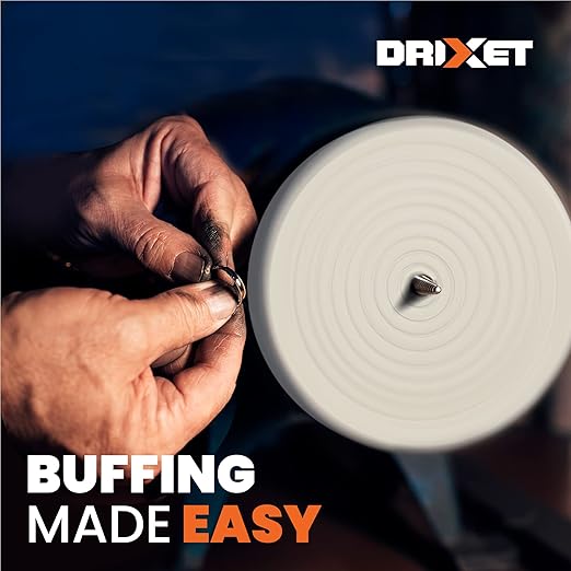 Buffing Wheels for Bench Grinder - 6 Inch Extra Thick Buffing Wheel Fine Cotton Sewn Rigid Treated Spiral with a 1/2” Center Arbor Hole - 80 Ply Polishing Wheel for Bench Grinder (2 Pack)–by Drixet