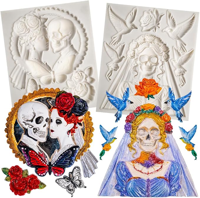 Skeleton Bride and Groom Clay Molds by FUNSHOWCASE