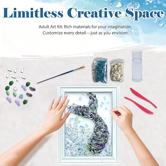 CIYOJA Sea Glass Stained Glass Kit Mermaid Tail – DIY Craft Kit - Image 2