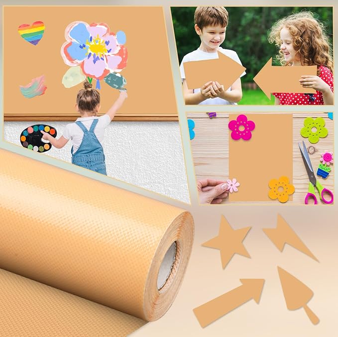 Inkspire Peach Pink Bulletin Board Paper Roll, 14.8FTx18.5IN Large Reusable - Image 5