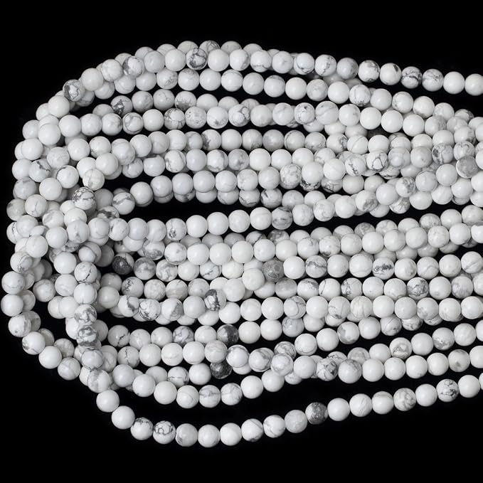 6mm 60PCS Natural White Howlite Gemstone Round Loose Stone Beads - Image 3