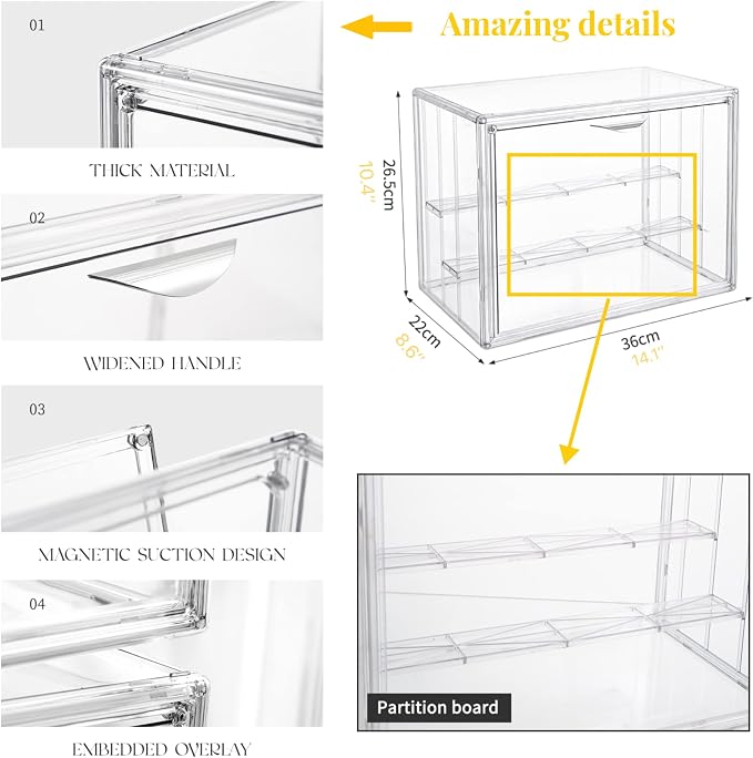 Attelite Clear Acrylic Display Case, 3 Tier Display Shelf - Image 7