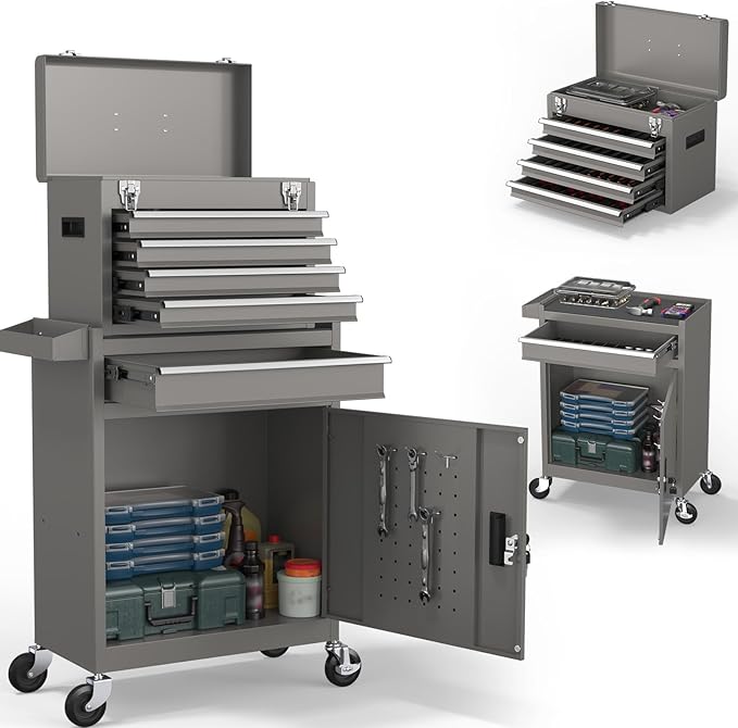 5-Drawer High Capacity Rolling Tool Chest, Removable Toolbox on Wheels Organizers, Lockable Tool Box Tool Storage Cabine with Drawers and Wheels for Workshop and Warehouse