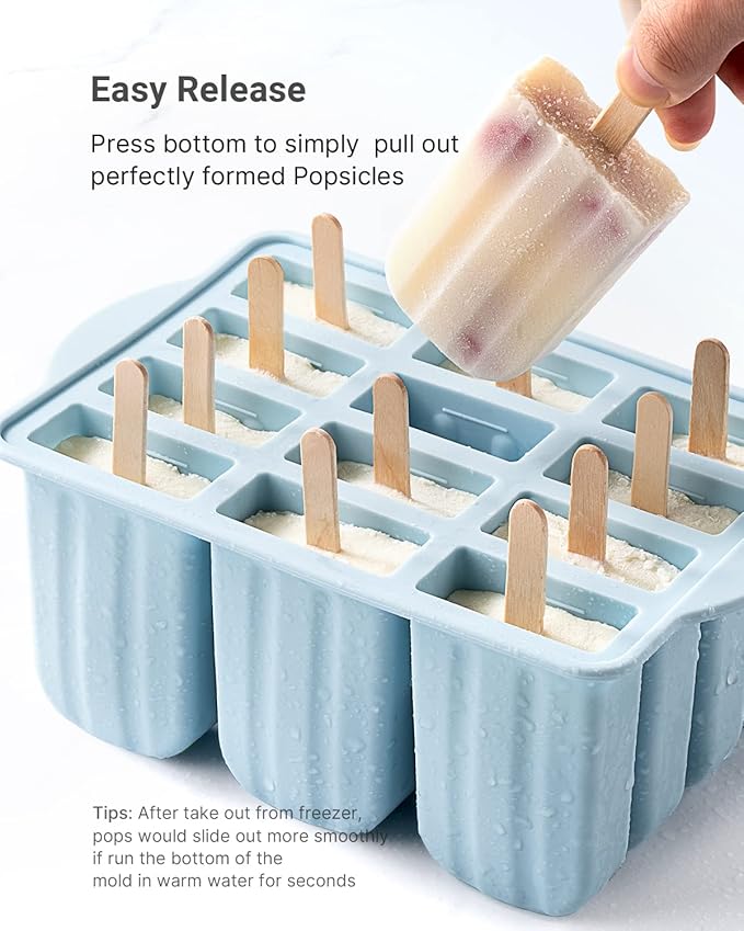 Popsicles Molds, MEETRUE 12 Pieces Silicone Popsicle Molds Easy-Release - Image 4