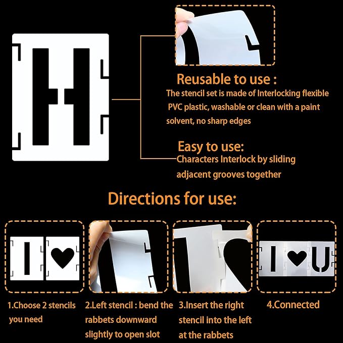 YEAJON 6 Inch Letter Stencils Symbol Numbers Craft Stencils, Chalkboard - Image 4