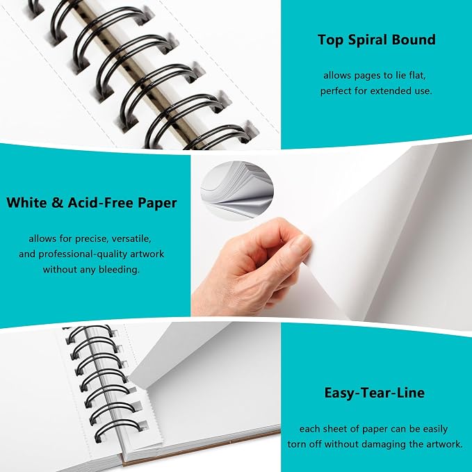 WINNER 9" x 12" Sketch Book 4 Pack, 400 Sheets Spiral Bound Art Sketchbook - Image 3